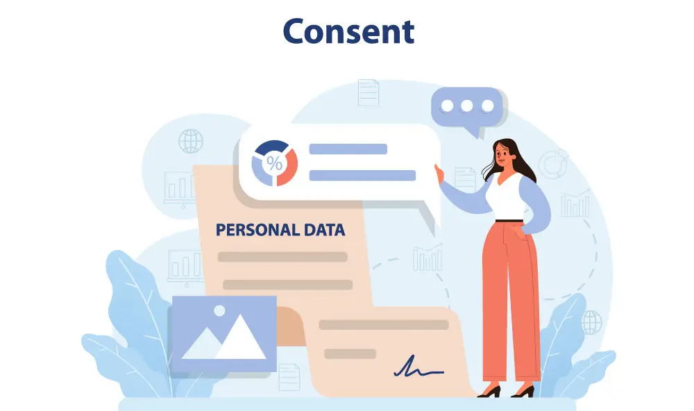 Woman gives consent for personal data.