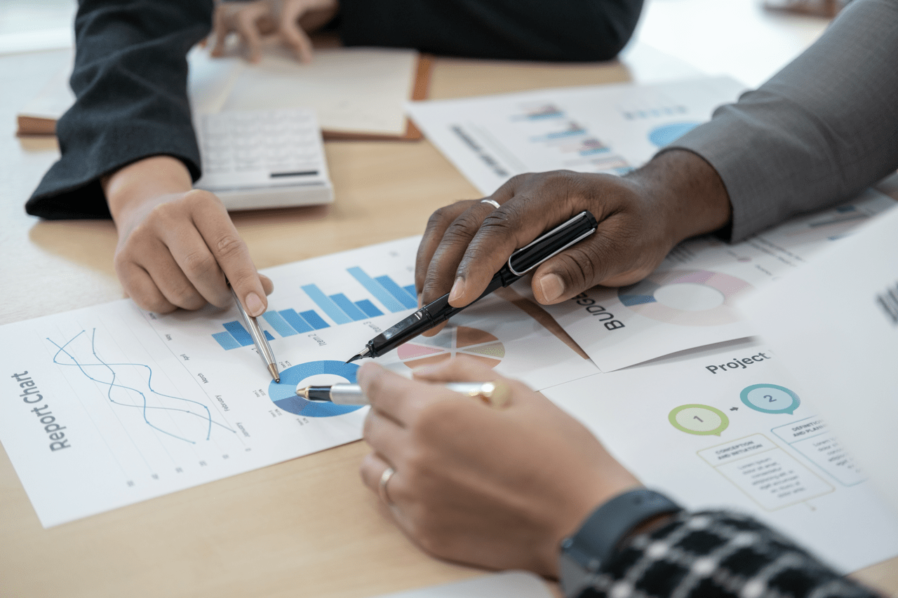 Law firm marketing team analyzing legal lead generation data in a conference room