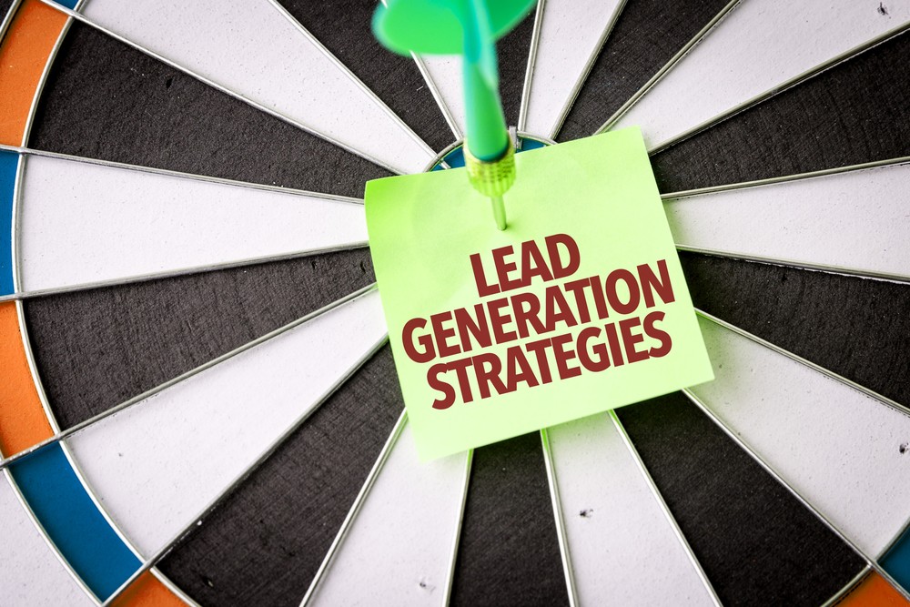 Green dart hitting bullseye with note saying Lead Generation Strategies